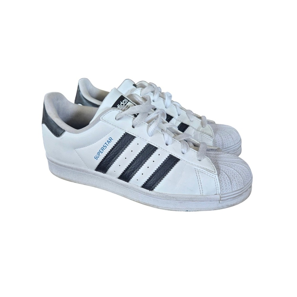 Adidas Superstar White Black Leather Shell Toe Sneakers Mens 5.5, Womens 7